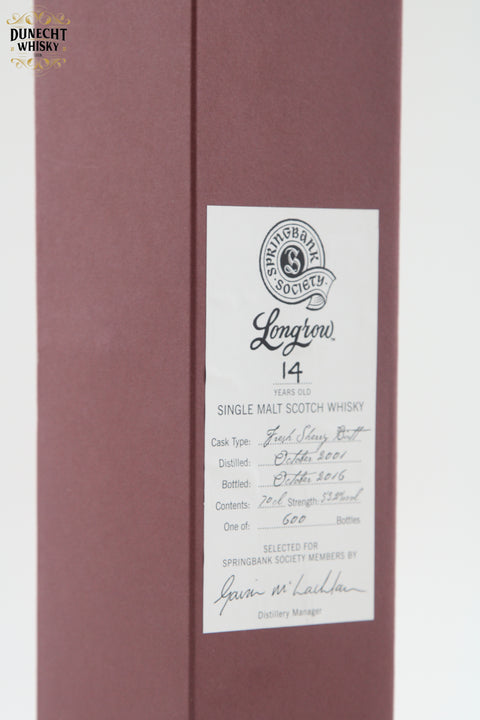 Longrow 2001 Springbank Society 14 Year Old / Fresh Sherry Butt